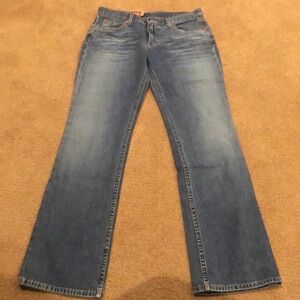 Blue Flare Wide Leg Jeans with Faded Detail